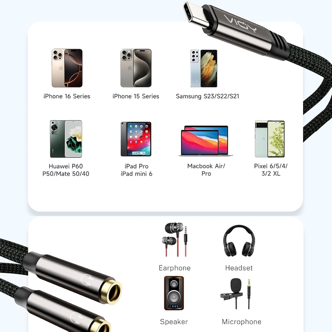 USB C To Dual 3.5mm Female Hea – Earphone Splitter Jack Bewertung und Preis